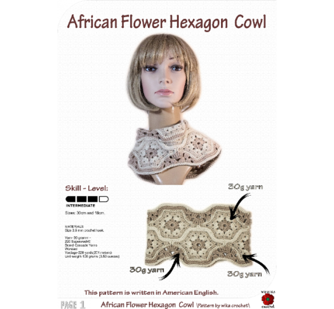 Flower Hexagon Cowl scarf pattern