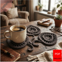 Autumn Whisper Leaf Coaster – Digital Crochet Pattern