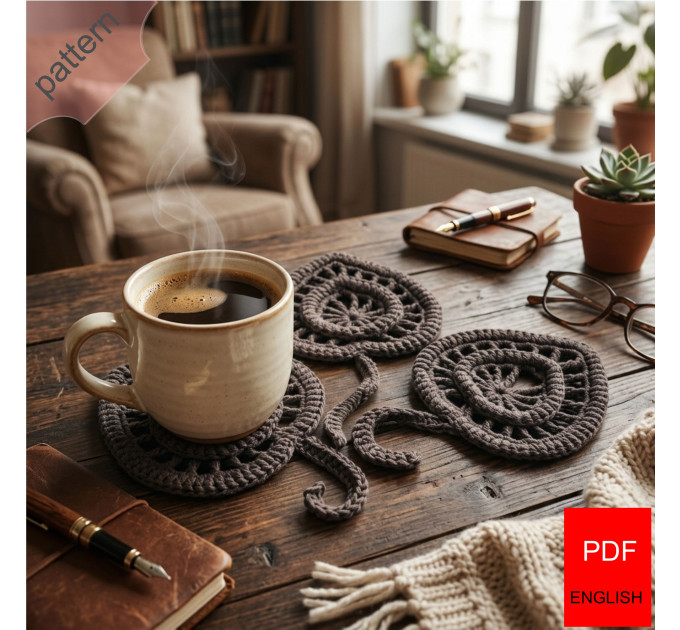 Autumn Whisper Leaf Mug Rug Crochet Pattern