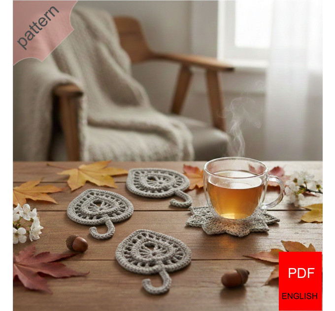 Autumn Whisper Leaf Mug Rug Crochet Pattern