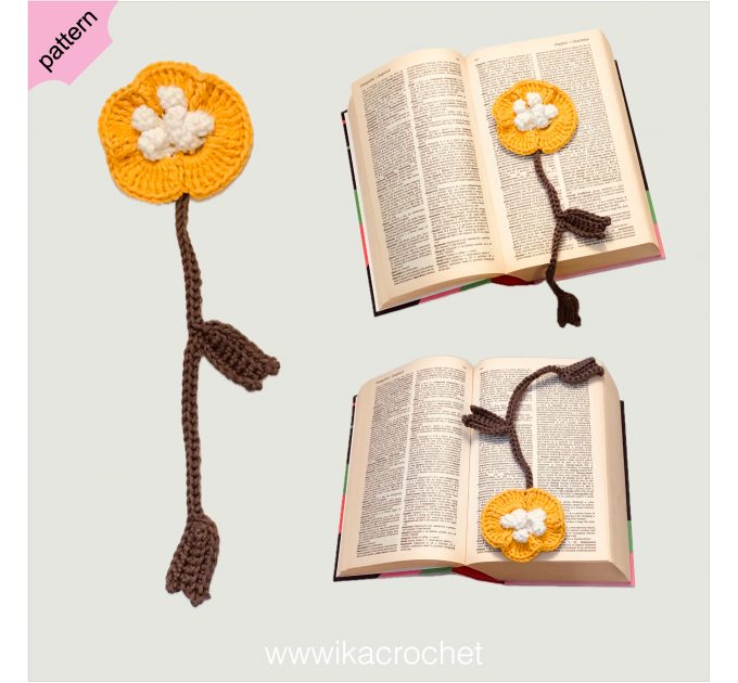 Primula crochet bookmark pattern Book lover gifts Wildflower bookmark