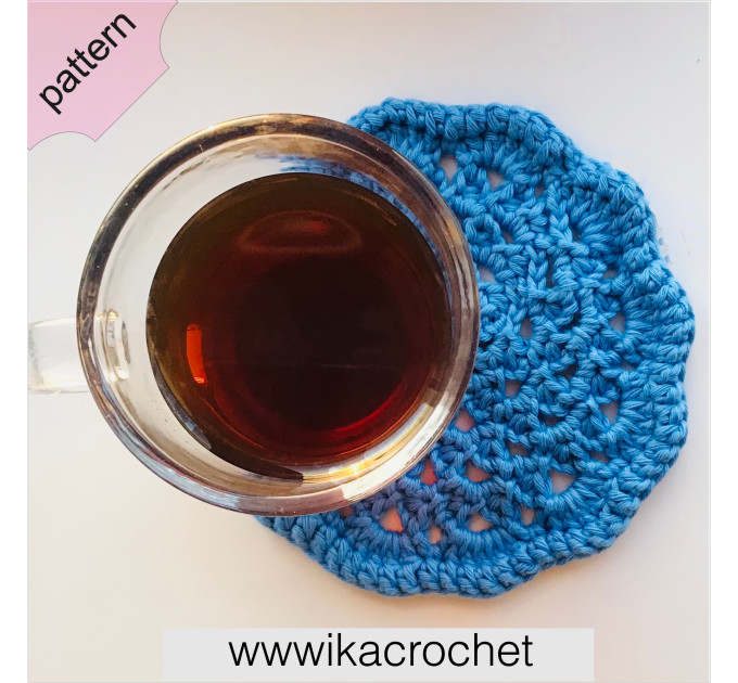 Blue flower crochet coaster pattern