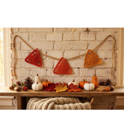 Crochet pattern motifs Leaf Banner pattern Burnt orange pillow decor