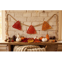 Crochet pattern motifs Leaf Banner pattern Burnt orange pillow decor