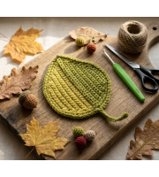 Crochet motif pattern applique leaf fall Leaf coaster
