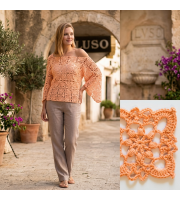 crochet bell sleeves top PATTERN size S-M-L-XL