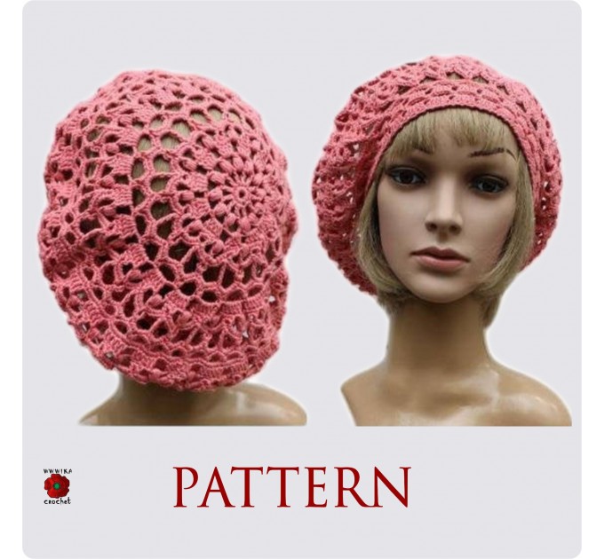 Women's hat pattern Crochet hat patterns spring hat Lace crochet beret