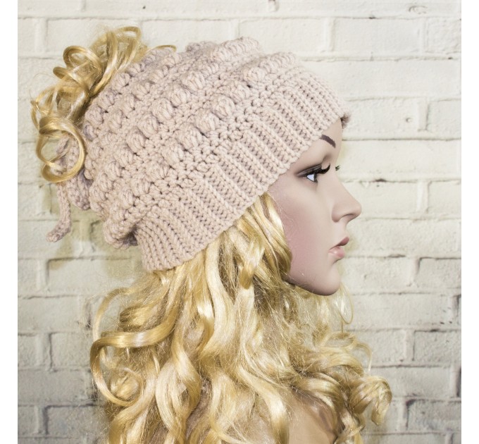 Crochet hat patterns womens hat pattern messy bun hat