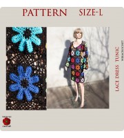 Crochet dress pattern sexy beach dress Plus size Long sleeve tunic, size L