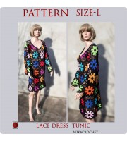 Crochet dress pattern sexy beach dress Plus size Long sleeve tunic, size L
