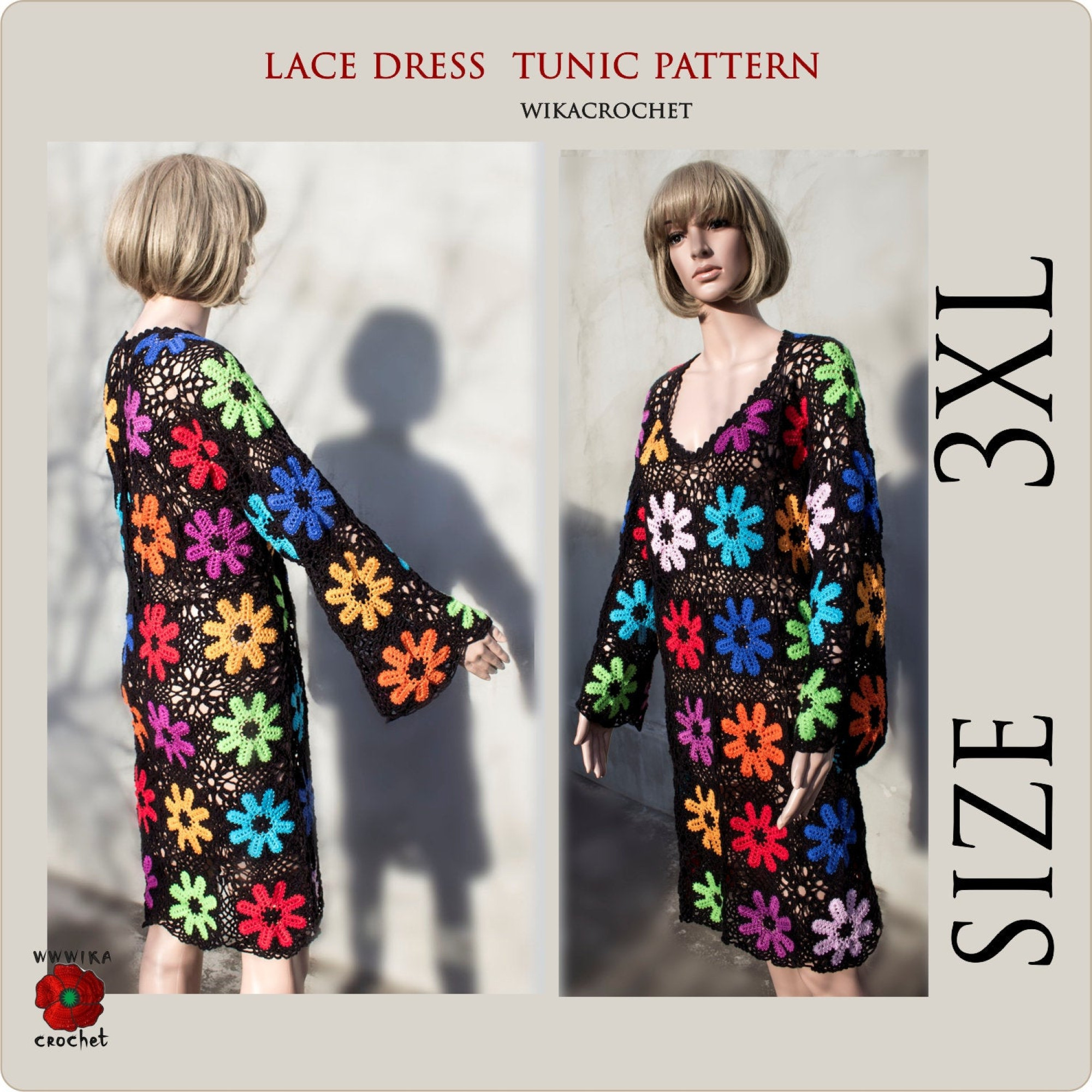 white christmas dresses PDF-file for Crochet PATTERN, Minerva Crochet Tunica ,Sweater, Dress, –  Elina Kaarina Designs main image 0