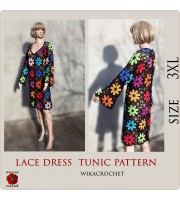 Crochet dress pattern Long sleeve tunic, Crochet beach tunic plus size sweater pattern size 3XL
