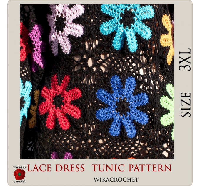 Crochet dress pattern Long sleeve tunic, Crochet beach tunic plus size sweater pattern size 3XL