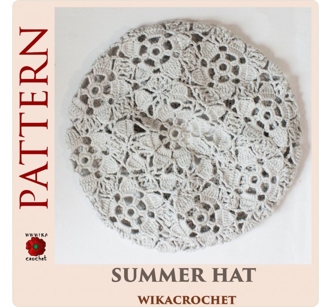 Women's crochet hat pattern, Eco friendly beach hat, summer crochet beret pattern 