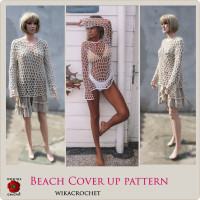 Crochet top pattern, Beach Cover up pattern, size S, long sleeve tunic