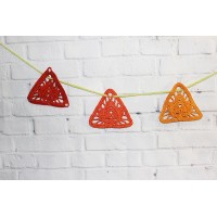 Crochet pattern motifs Leaf Banner pattern Burnt orange pillow decor