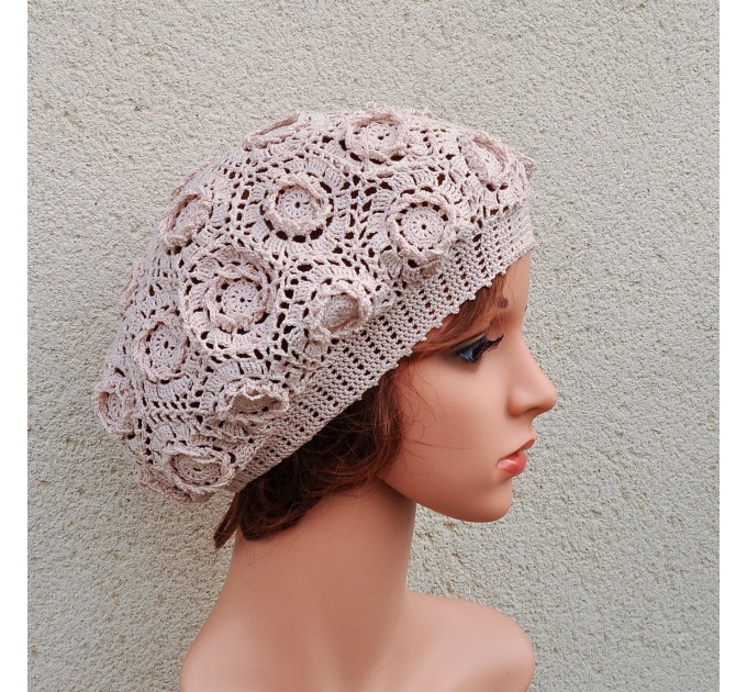Summer crochet beret, open weave hat PATTERN