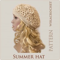 Crochet hat pattern cotton ivory beret boho style