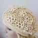 Crochet hat pattern cotton ivory beret boho style