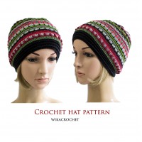 Crochet hat pattern for women, Colorful Hippie Hat pattern