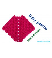 Magenta crochet baby poncho 3/4 years 